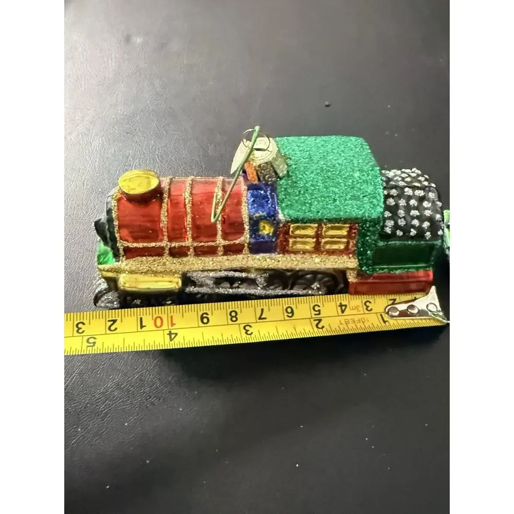 Old World Christmas Hand-Blown Glass Locomotive Train Ornaments, Set of 2